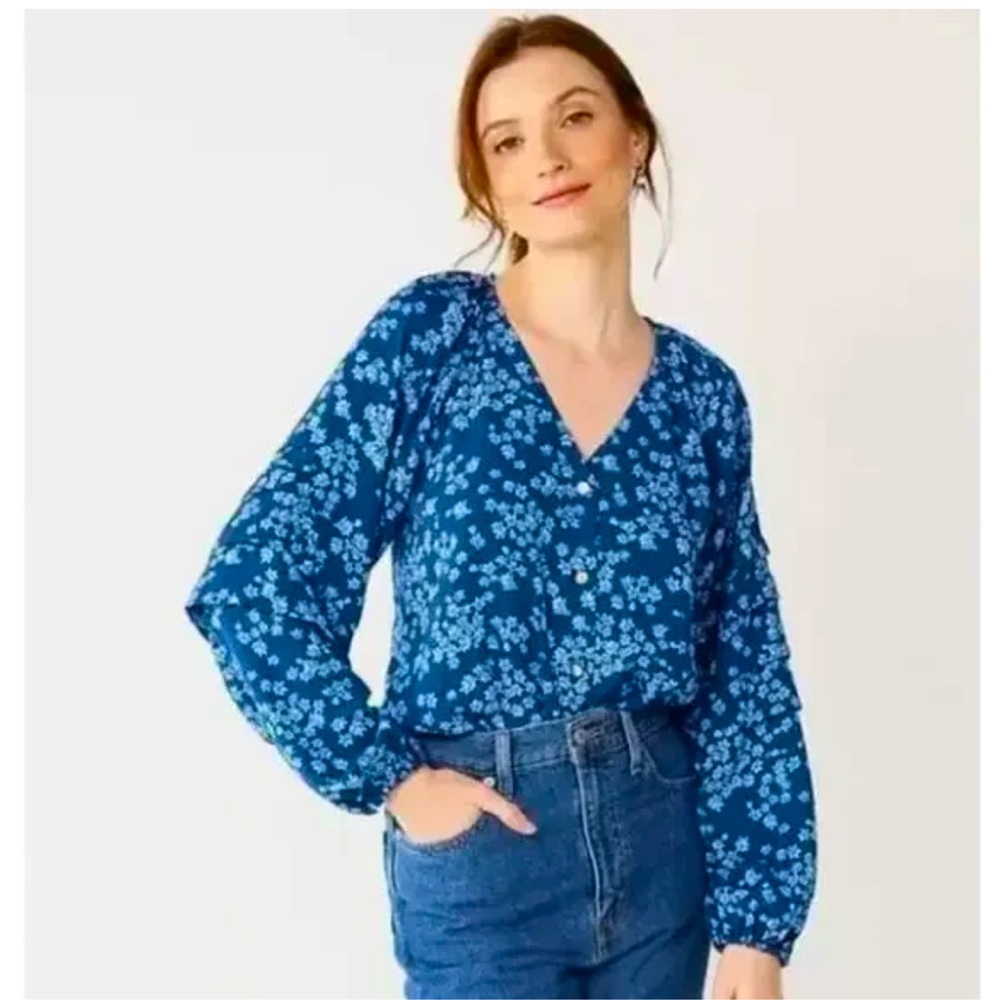 Draper James RSVP Floral Long Sleeve Bodysuit size M